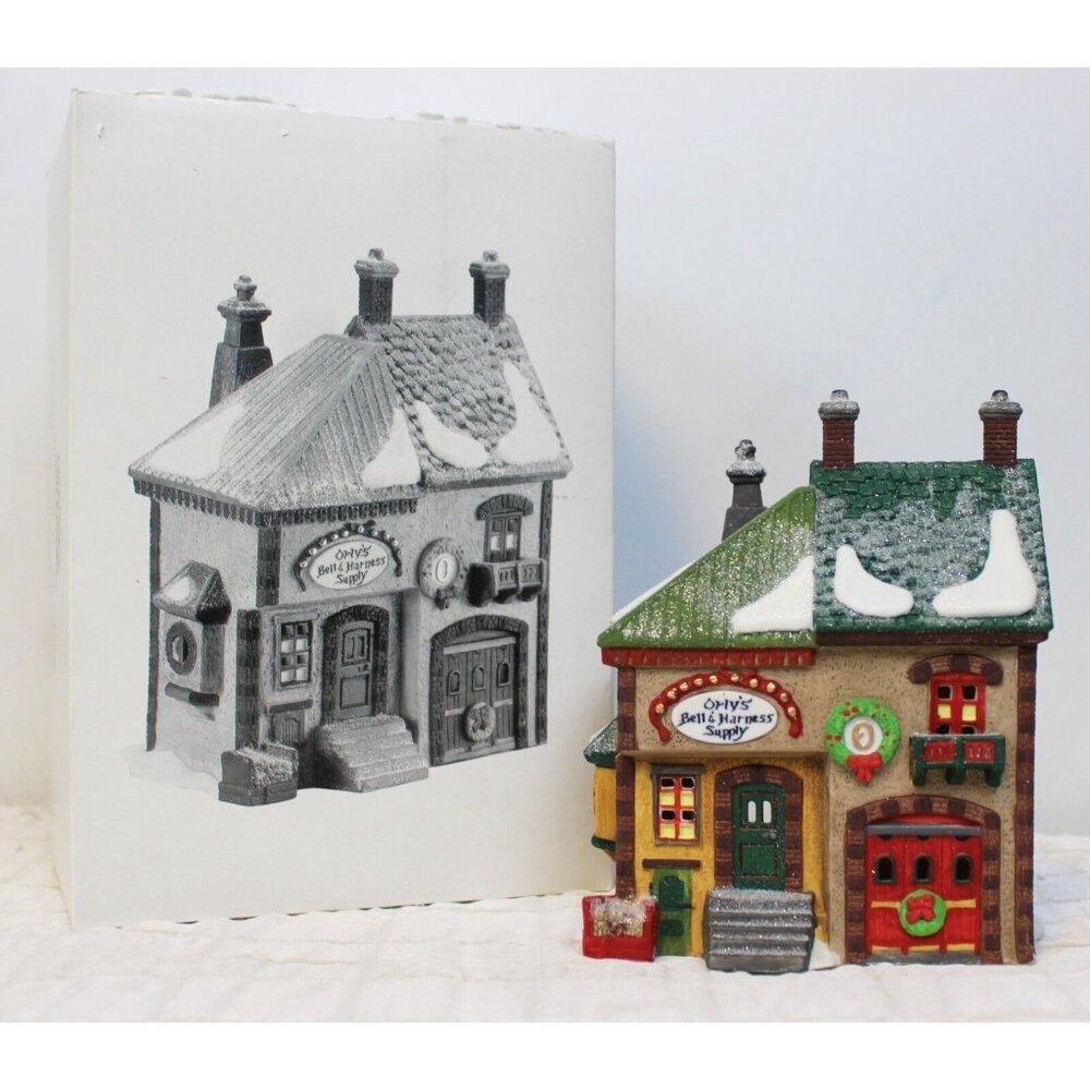 VTG 1991 Dept 56 Heritage Village North Pole Orly's Bell & Harness Supply 5621-9